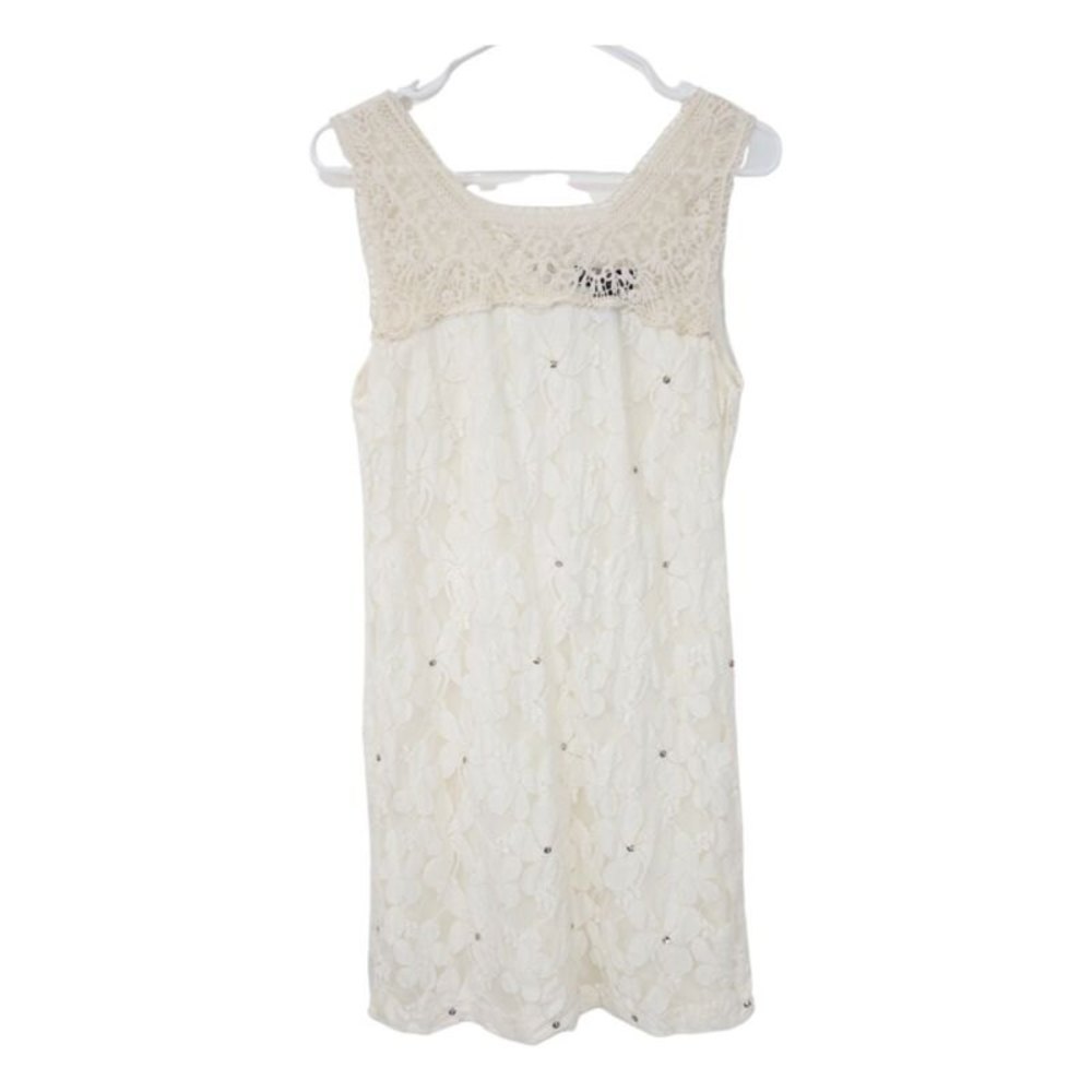 Signature by Robbie Bee Lace Mini Dress Off White Size 6 Sleeveless Back Zipper - Picture 1 of 4